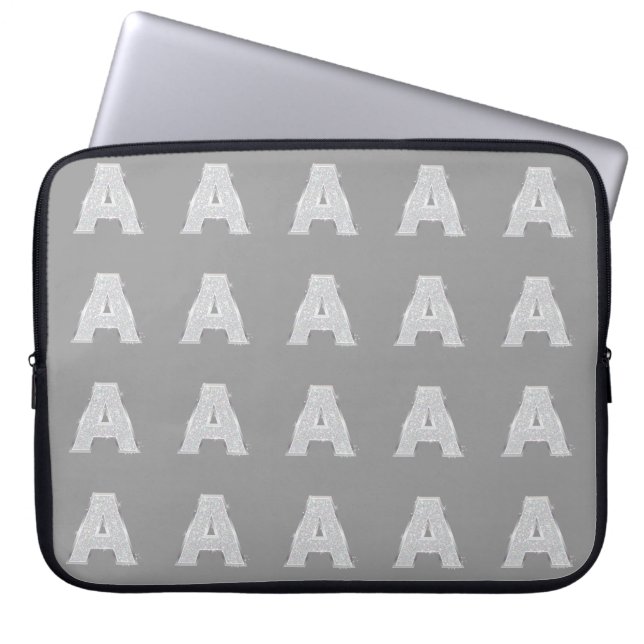Housse Pour Ordinateur Portable LETTRE Parties scintillant EN ARGENT A (Devant)