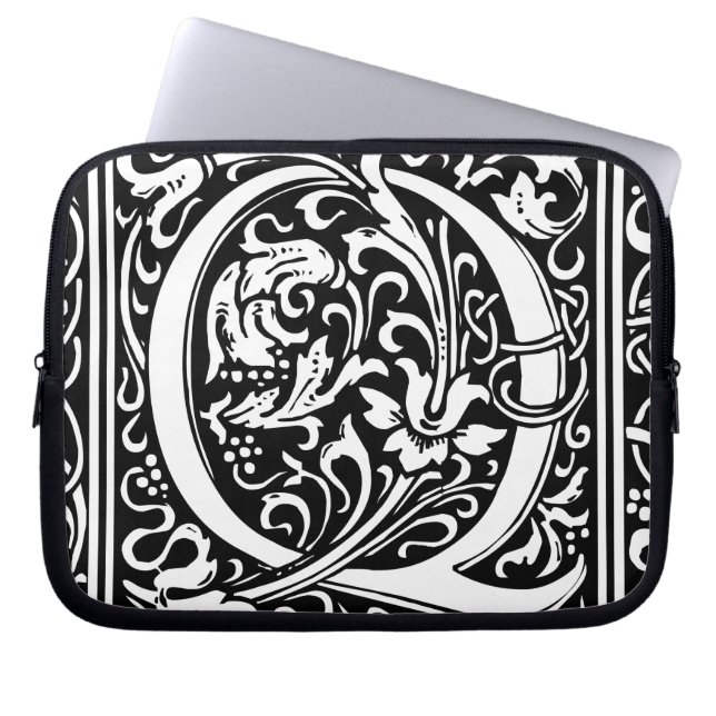 Housse Pour Ordinateur Portable Lettre Q Monogramme médiéval Art Nouveau (Devant)