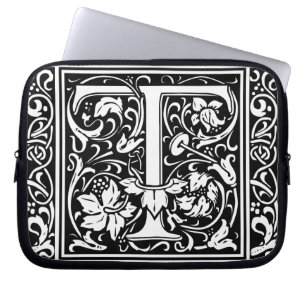 Housse Pour Ordinateur Portable Lettre T Monogramme médiéval Art Nouveau