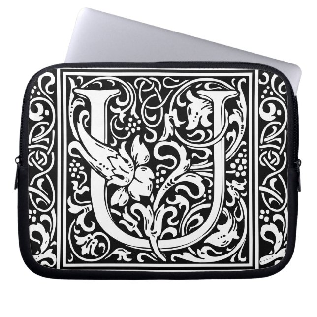 Housse Pour Ordinateur Portable Lettre U Monogramme médiéval Art Nouveau (Devant)
