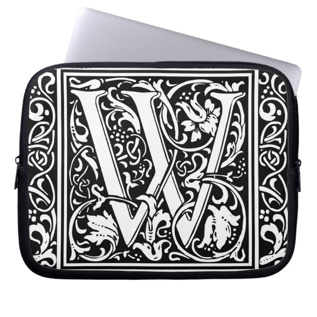 Housse Pour Ordinateur Portable Lettre W Monogramme médiéval Art Nouveau (Devant)