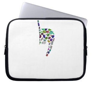 Housse Pour Ordinateur Portable Lettre 'YOD' faite de pierres précieuses dans tout