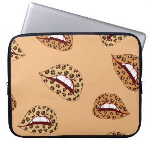 Housse Pour Ordinateur Portable lèvres Empreintes de léopard sans couture motif, l