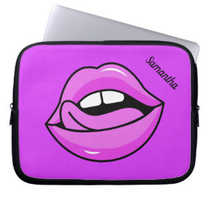 Housse Pour Ordinateur Portable Lèvres roses nom personnalisé manches d'ordinateur