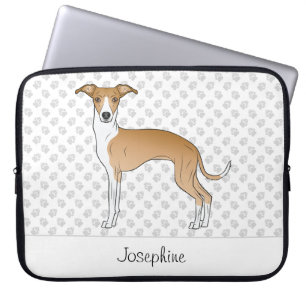 Housse Pour Ordinateur Portable Lévrier Italien Fauve Et Blanc Avec Nom Personnali