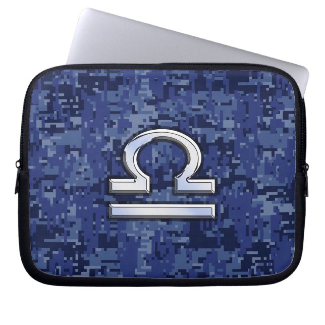 Housse Pour Ordinateur Portable Libra Zodiac Connexion Camouflage numérique bleu (Devant)