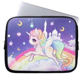 Housse Pour Ordinateur Portable Licorne en pastel de kawaii mignon avec la galaxie