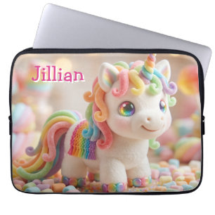 Housse Pour Ordinateur Portable Licorne Guimauve et Rêve de Bonbons Pastel