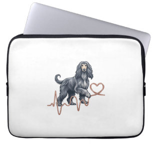 Housse Pour Ordinateur Portable Ligne de battement de coeur de chien Afghan Hound