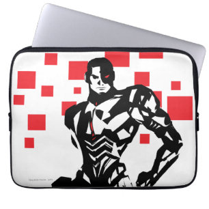 Housse Pour Ordinateur Portable Ligue de Justice   Cyborg Digital Noir Pop Art
