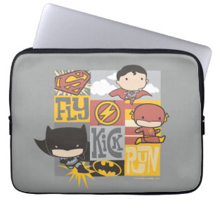 Housse Pour Ordinateur Portable Ligue de justice de Chibi   Voler, Tirer, Exécuter