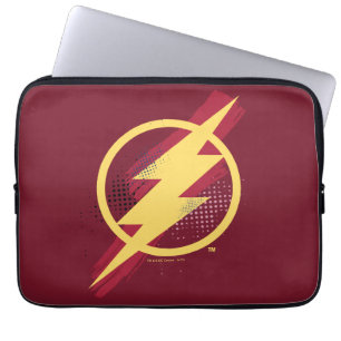 Housse Pour Ordinateur Portable Ligue de Justice   Symbole Flash brosse et demi-to