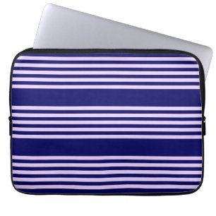 Housse Pour Ordinateur Portable Lilac violet et bleu marine cinq bandes motif