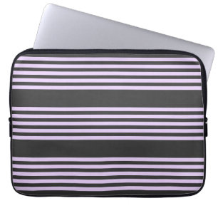 Housse Pour Ordinateur Portable Lilac violet et charbon de bois cinq bandes motif