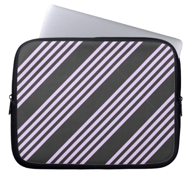 Housse Pour Ordinateur Portable Lilac violet et charbon de bois cinq bandes motif (Devant)