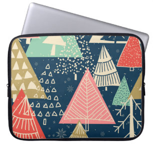 Housse Pour Ordinateur Portable L'Illustration Festive Des Arbres De Noël.