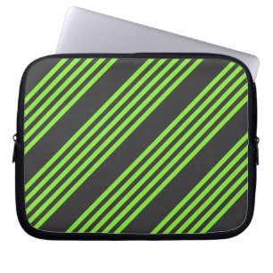 Housse Pour Ordinateur Portable Lime vert et charbon de bois cinq bandes motif