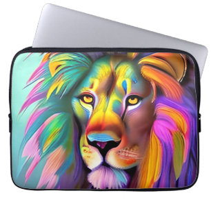 Housse Pour Ordinateur Portable Lion Abstrait Face Mystical Imaginaire Art