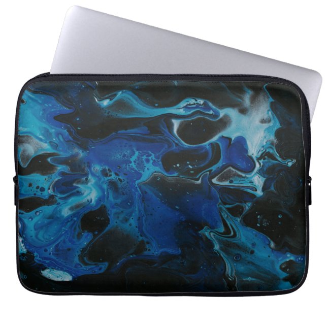 Housse Pour Ordinateur Portable Liquide psychédélique bleu foncé (Devant)