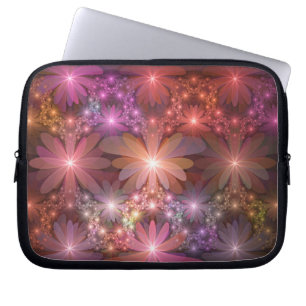Housse Pour Ordinateur Portable Lit De Fleurs Coloré brillant Abstrait Fractage Ar