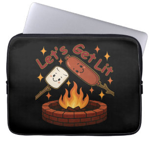 Housse Pour Ordinateur Portable Lit Firepit - mignon Marshmallow & Hot Dog