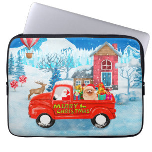 Housse Pour Ordinateur Portable Livraison de Noël de Chien de Poméranie Camion Nei
