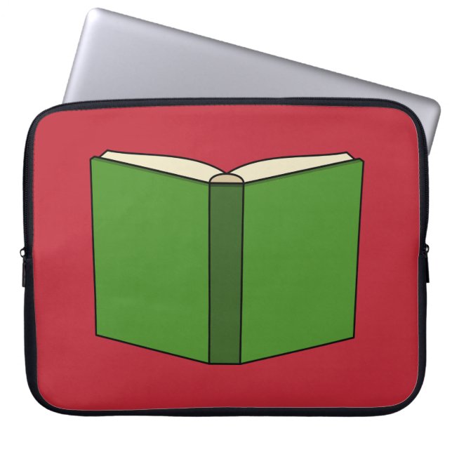 Housse Pour Ordinateur Portable Livre vert de dessin (Devant)