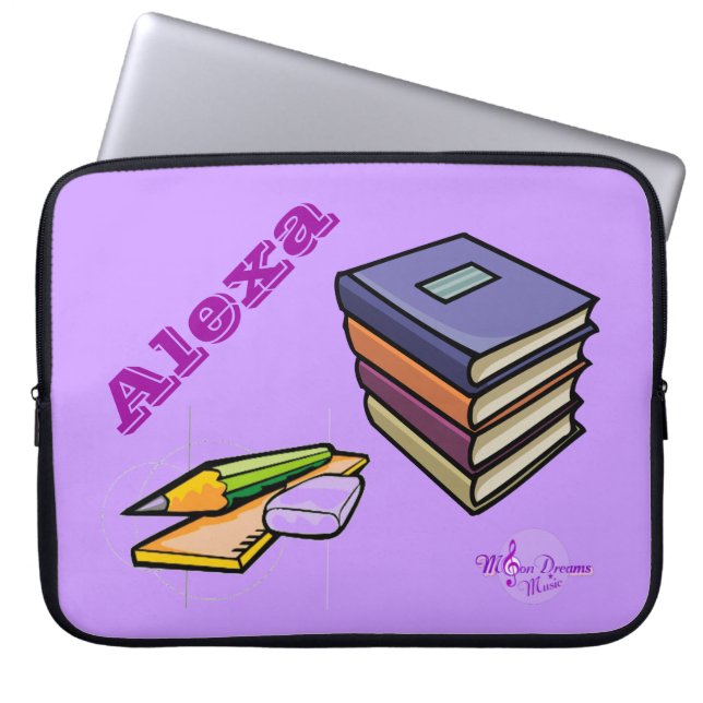 Housse Pour Ordinateur Portable Livres, crayon et règle - Manches personnalisables (Devant)