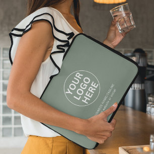 Housse Pour Ordinateur Portable Logo et texte vert Sage l Professionnel