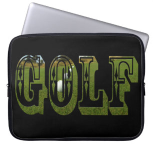 Housse Pour Ordinateur Portable Logo Green Golf Picture Sur Noir,