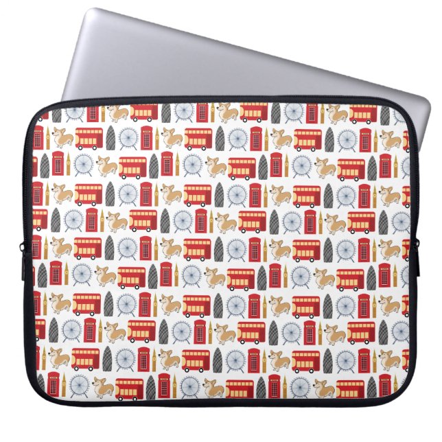 Housse Pour Ordinateur Portable London Icon and Corgi Collage Motif (Devant)