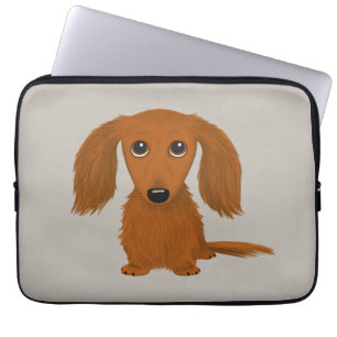Housse Pour Ordinateur Portable Long Haired Dachshund   Doxie mignon chien de dess