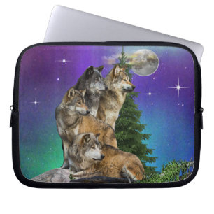 Housse Pour Ordinateur Portable Loup et lune