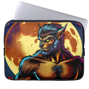 Housse Pour Ordinateur Portable Loup-garou de style bande dessinée devant la plein