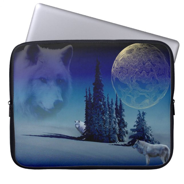 Housse Pour Ordinateur Portable Loups blancs (Devant)