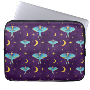 Housse Pour Ordinateur Portable Luna Moth Céleste Lune & Étoiles Violet