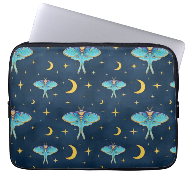 Housse Pour Ordinateur Portable Luna Moth Céleste Lunes et étoiles Marine (Devant)