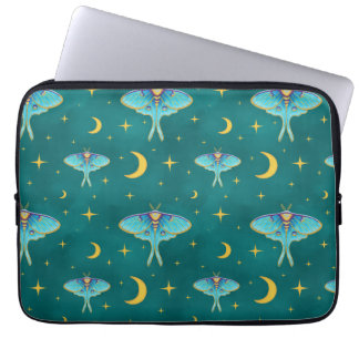 Housse Pour Ordinateur Portable Luna Moth Céleste Lunes & Étoiles Turquoise