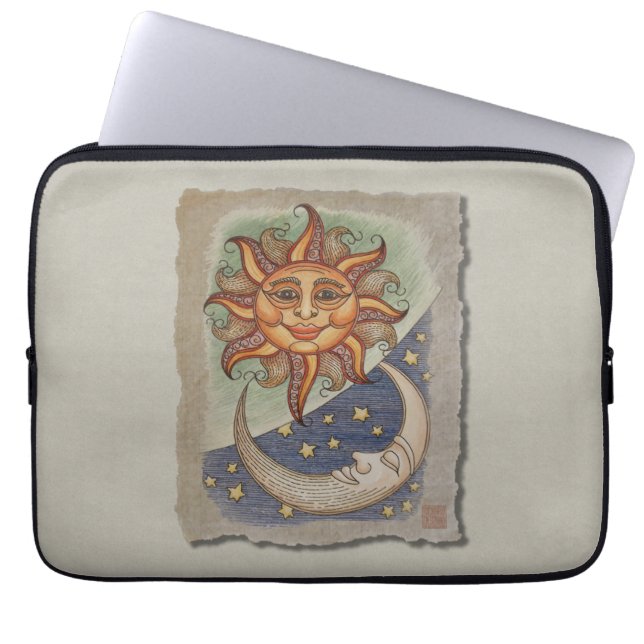 Housse Pour Ordinateur Portable Lune et étoiles de Sun (Devant)