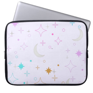 Housse Pour Ordinateur Portable Lune & Étoiles Minimaliste Lavande
