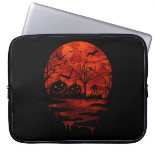 HOUSSE POUR ORDINATEUR PORTABLE LUNE ROUGE EFFRAYANTE D'HALLOWEEN