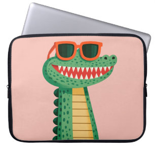 Housse Pour Ordinateur Portable Lunettes de soleil de crocodile drôles Mignon anim