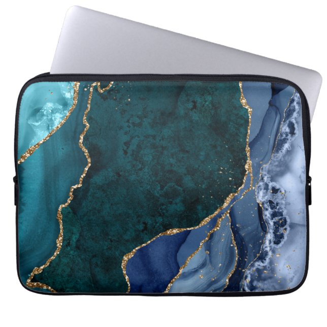 Housse Pour Ordinateur Portable Lux Peacock Agate & Gold (Devant)