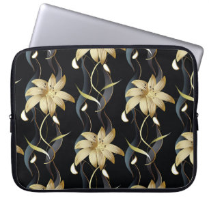 Housse Pour Ordinateur Portable Luxe à rayures florales : Vintage 3D.