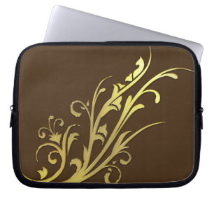 Housse Pour Ordinateur Portable Luxe Abstrait Fleur en Or Faux