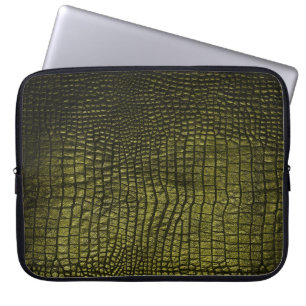 Housse Pour Ordinateur Portable Luxueuse texture de peau de crocodile foncé.