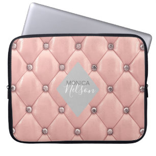 Housse Pour Ordinateur Portable luxueux tufted rose gold monogram
