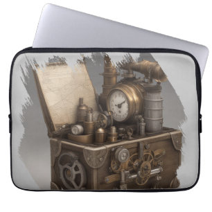 Housse Pour Ordinateur Portable Machine à temps Steampunk - Vintage coffre au trés