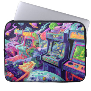 Housse Pour Ordinateur Portable Machines de jeux vidéo rétro dans l'espace