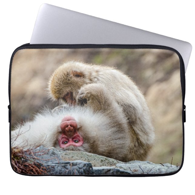 Housse Pour Ordinateur Portable Macque Monkey, Profiter de la bonne vie (Devant)